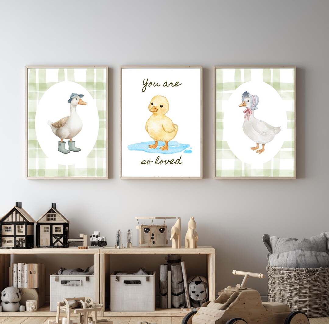 Silly Goose Family Wall Art Set of 3 Baby Room Décor Nursery Art ...