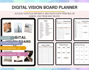 Digital Vision Board Planner | Goal Setting & Manifestation Planner | Printable Vision Board | Digital Life Planner | iPad GoodNotes PDF