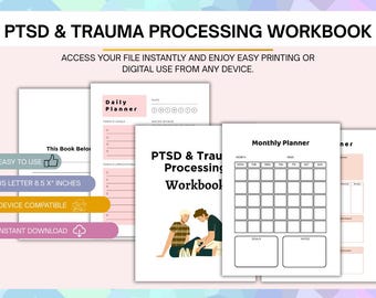 Cuaderno de trabajo para el procesamiento del TEPT y el trauma / Diario de sanación del trauma / Cuaderno de trabajo para la regulación emocional / Planificador de salud mental para la autorreflexión