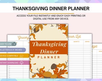 Erntedank Abendessen Planer | Thanksgiving Mahlzeit Planer Printable | Urlaub Menü-Planer | Thanksgiving-Planer | Digitaler Download