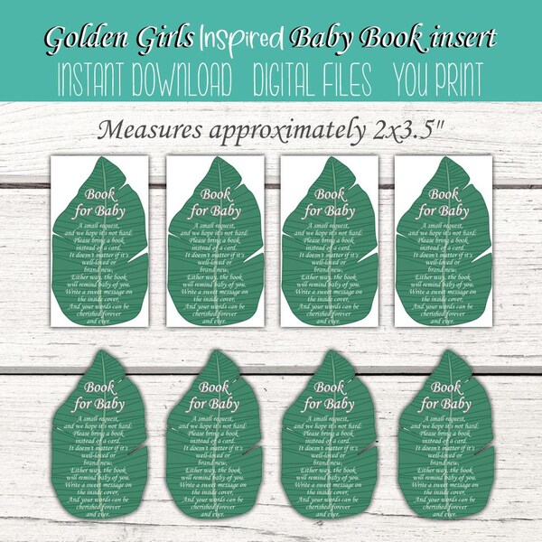 Golden Girls Inspired Book Request Cards, Golden Girls Baby Shower, Invitation inserts, Book instead of a card