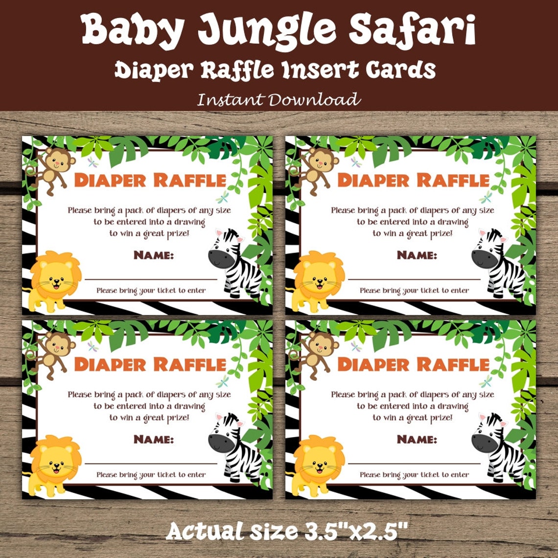 Custom Jungle Safari Baby Shower Diaper Raffle Tickets 3.5 X | Etsy