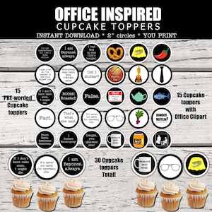 The Office Party Inspired Cupcake Toppers. Office Birthday Party Circles. Office Bridal Shower. The Office inspired party decorations.