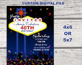 Las Vegas Inspired Invitation, Casino Party, Las Vegas Birthday Party, Las Vegas Bachelor Bachelorette Party, Vegas Wedding invitation