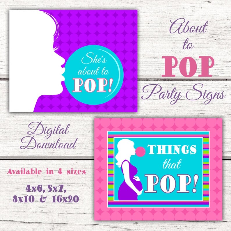 She's About to Pop Baby Shower Party Signs. About to Pop Baby Shower. Ready to Pop Baby Shower. Going To Pop Baby Shower. You Print image 1