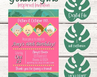 Golden Girls Invitation. Custom Golden Girls Inspired Birthday Invitation. Golden Girls Party Invite. Golden Girls Party. 80's tv show theme