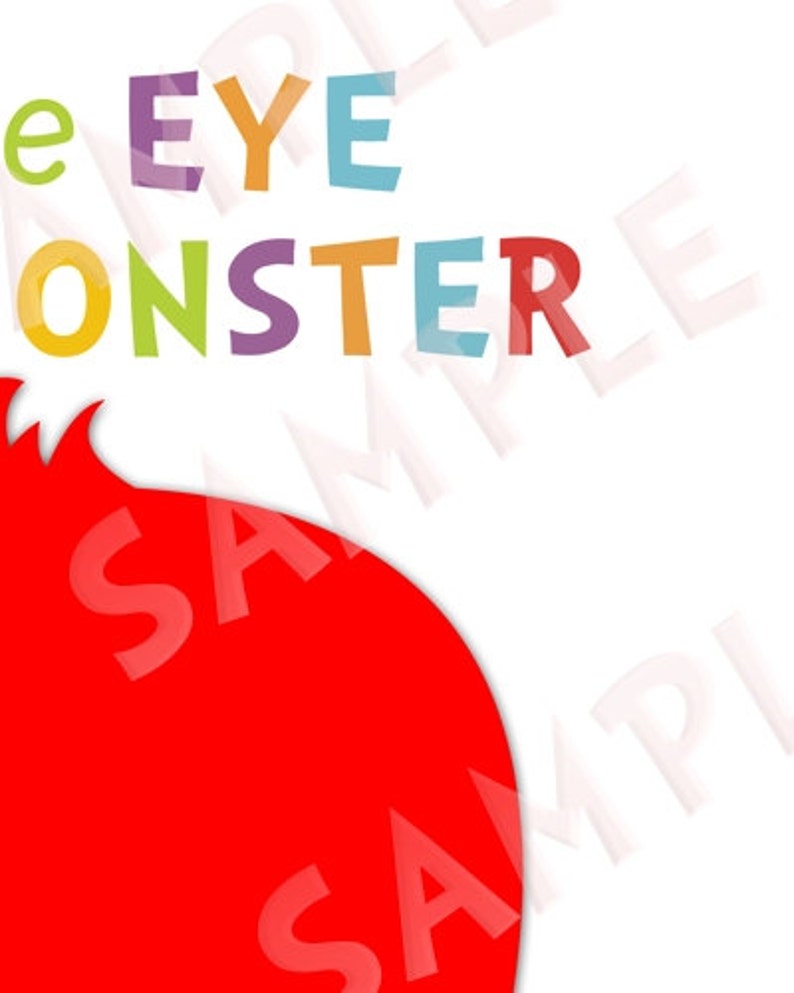 Little Monster Birthday Party Game Pin the Eye on the Monster Instant Download zdjęcie 4