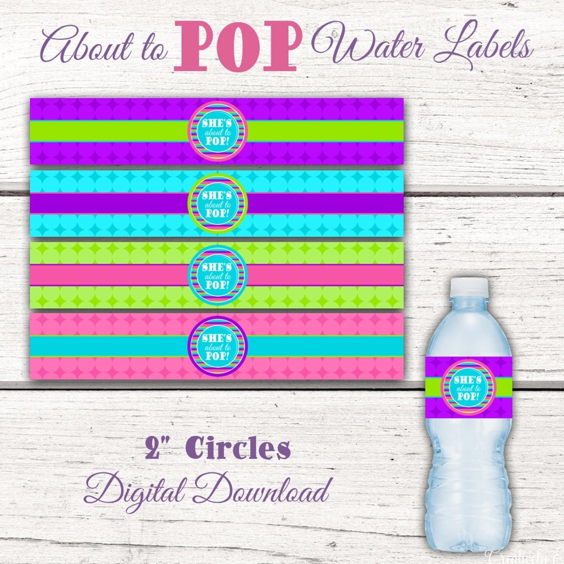 She's About to Pop Baby Shower Water Bottle Labels. About Etsy