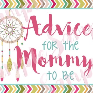 Boho Advice for Mommy to Be Cards and Sign. Printable Boho Baby Shower ...