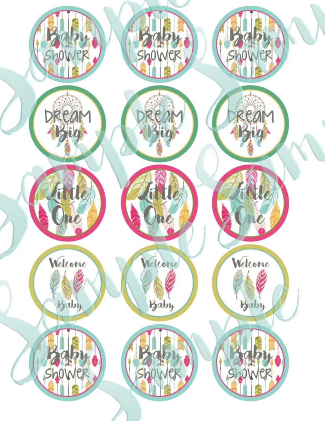 Boho Baby Shower Cupcake Toppers. Boho Baby Shower. Tribal Etsy