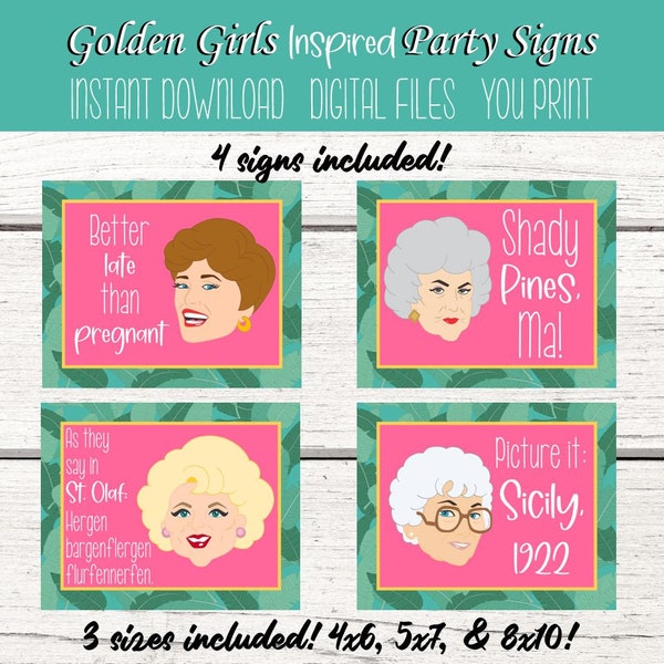 Golden Girls Party. Golden Girls Inspired Party. Golden Girls Party Signs. Golden Girls Quote signs. Table Signs. Wall Decor. Party Decor