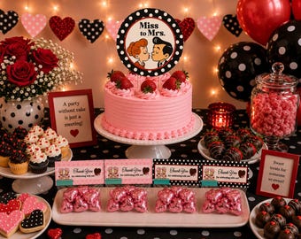 Adorno para tarta "I Love Lucy" para imprimir, círculos de fiesta personalizados, despedida de soltera, editable en CANVA