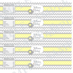 Grey and Yellow Chevron Baby Shower Water Bottle Labels. Little Peanut Baby Shower Water Bottle Labels. Elephant Baby Shower. Little Peanut image 5