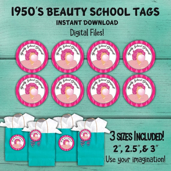 50's Beauty School Dropout party tags, 50's bag labels, 50's cupcake toppers, Grease Inspired Party, 1950's Birthday Party, Baby Shower Il_570xn