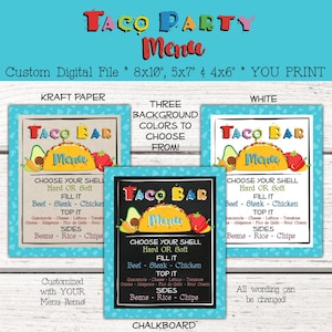 Individuelles Taco Party Menü. Cinco De Mayo Menü. Taco Bar Party Menü. Geburtstagsmenü. Party Menü. Taco-Dienstag. Taco 'bout a Party. Fiesta.