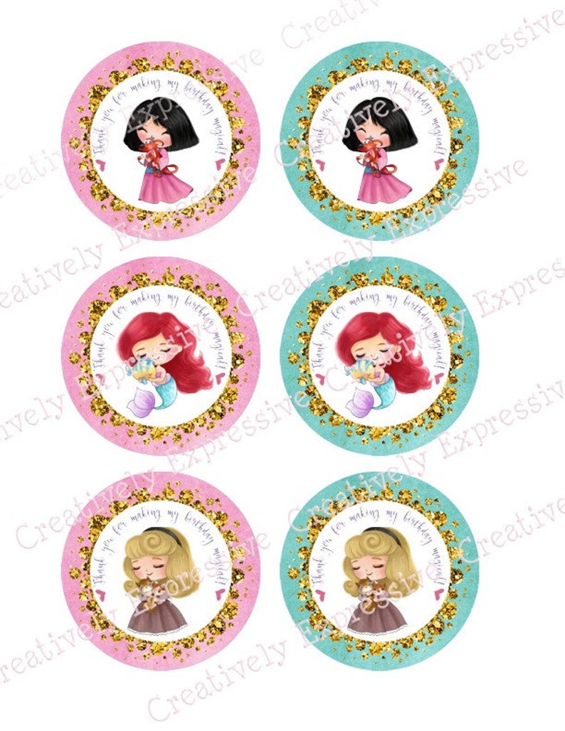 Princess Birthday Party. Princess Baby Shower. Little Princess. Favor Tags. Thank you tags. Treat tags. Treat bags. Party Favor Tags image 2