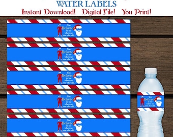 The Santa Clause Inspired Christmas Party Water Bottle Labels. Santa Clause. Christmas Party. Holiday Party. Drink Labels. Water Labels