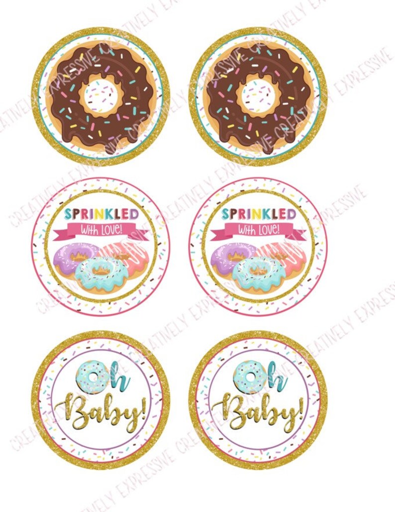Donut Party Cupcake Toppers Donut Bag Labels Donut | Etsy