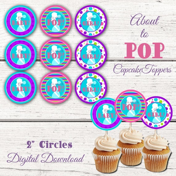 She S About To Pop Baby Shower Cupcake Toppers About To Etsy