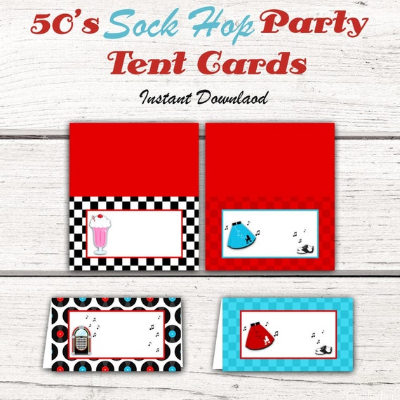 1950 S Birthday Party Table Cards Tent Cards Food Cards Etsy