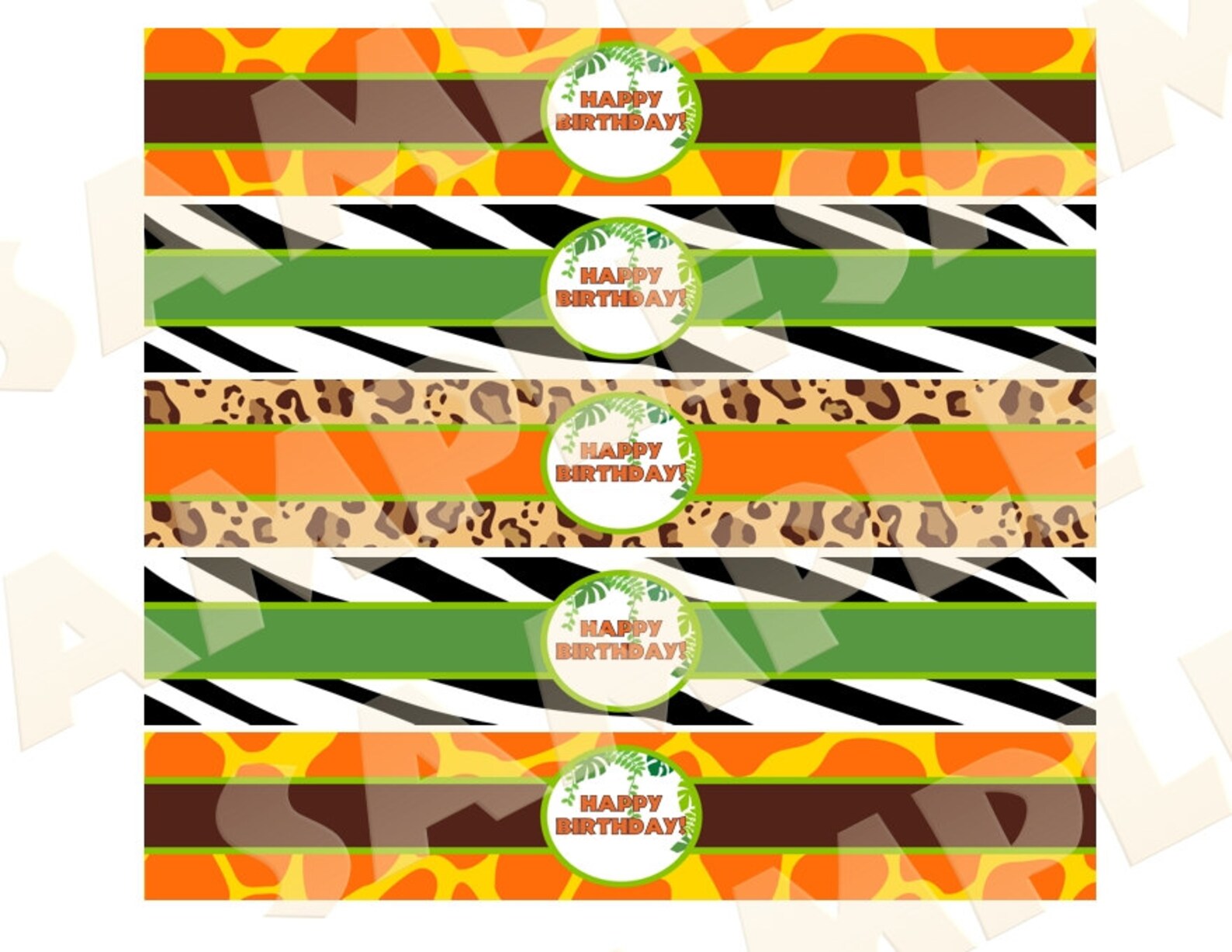 Jungle Safari Water Bottle Labels. Printable Jungle Baby Etsy