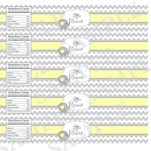 Grey and Yellow Chevron Baby Shower Water Bottle Labels. Little Peanut Baby Shower Water Bottle Labels. Elephant Baby Shower. Little Peanut image 4