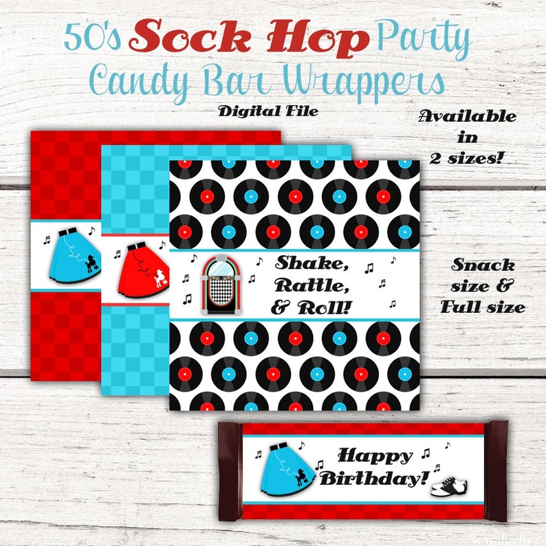 1950 S Birthday Party Candy Bar Wrappers 50 S Etsy