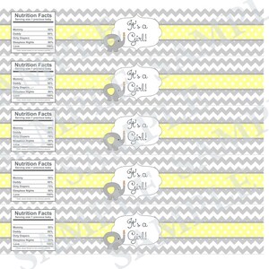 Grey and Yellow Chevron Baby Shower Water Bottle Labels. Little Peanut Baby Shower Water Bottle Labels. Elephant Baby Shower. Little Peanut image 3