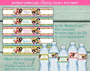 Princess Birthday Party Water Bottle Labels, Princess Baby Shower water labels, Drink labels, Princess Party, Little Princess, decorations