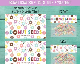 Donut Seed Bag Topper. Donut Seeds. Donut Seed Treat Topper. Donut Party Favor. Donut Grow Up. Donut Birthday favor. Baby Shower Favor. DIY