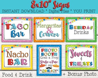 Taco Party table Signs, Fiesta Party Decorations, Cinco De Mayo, Taco 'bout a Party, Holy Guacamole, Taco Tuesday, Food & Drink, Photo Booth