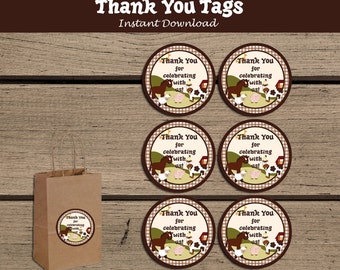 Farm Animals Baby Shower Thank You Tags. Barnyard Baby Shower. Favor Tags. Treat Tags. Baby Farm Animals. Cow Sheep Horse Pig Chicken Chick