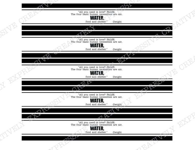 The Office INSPIRED Water Bottle Labels. Office Party Labels. Etsy