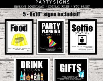 The Office inspired Party Signs. Office Food table sign. Office Photo Booth Sign. Office Drinks Sign. Office Gifts sign. Office decorations