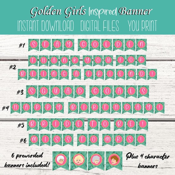 Golden Girls Party. Golden Girls Birthday Party Banner. Bridal.