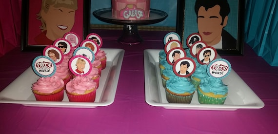 1950 S Birthday Cupcake Toppers Fifties Birthday Party Etsy