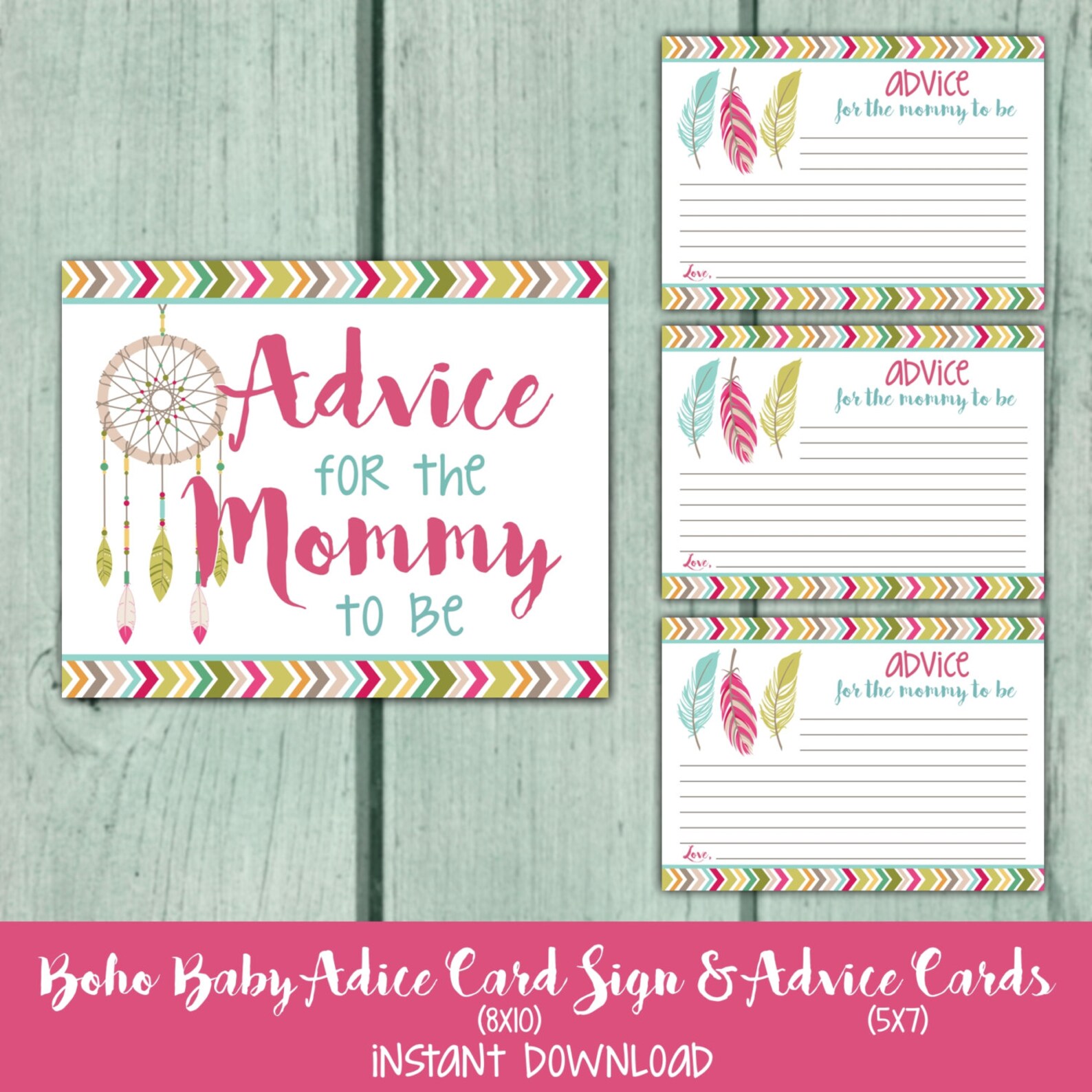 Boho Advice for Mommy to Be Cards and Sign. Printable Boho | Etsy