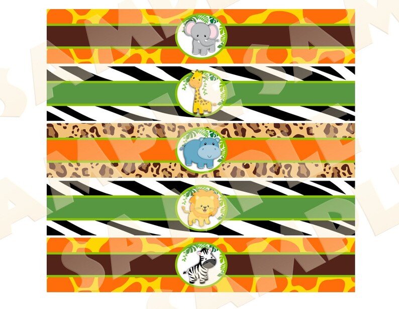 Jungle Safari Water Bottle Labels. Printable Jungle Baby Etsy
