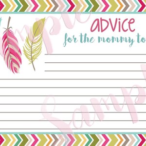 Boho Advice for Mommy to Be Cards and Sign. Printable Boho Baby Shower ...