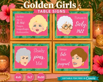 Fiesta de las Chicas Doradas. Fiesta inspirada en las Chicas Doradas. Letreros para la fiesta de las Chicas Doradas. Letreros con frases de las Chicas Doradas. Letreros para mesa. Decoración de pared. Decoración para fiestas.