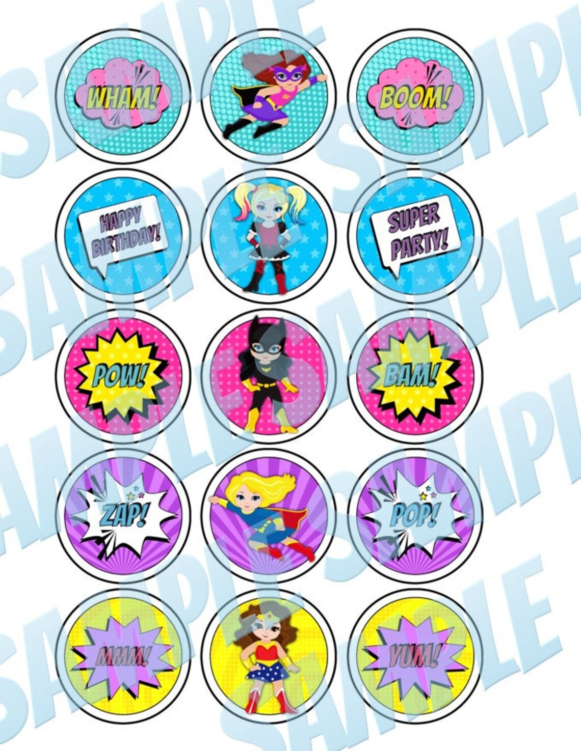 Superhero Girl Cupcake Toppers Superhero Party Decorations - Etsy