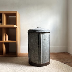vintage industrial garbage can kitchen trash can waste basket recycle bin galvanized trash can farmhouse antiques