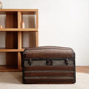 antique trunk vintage steamer trunk storage box rustic home decor farmhouse antiques