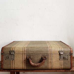 vintage suitcase vintage luggage tweed striped suitcase wedding decor