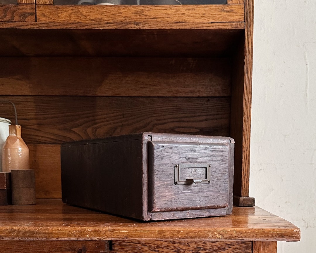 Vintage Card File Card Catalog Wood Box Storage Box Office
