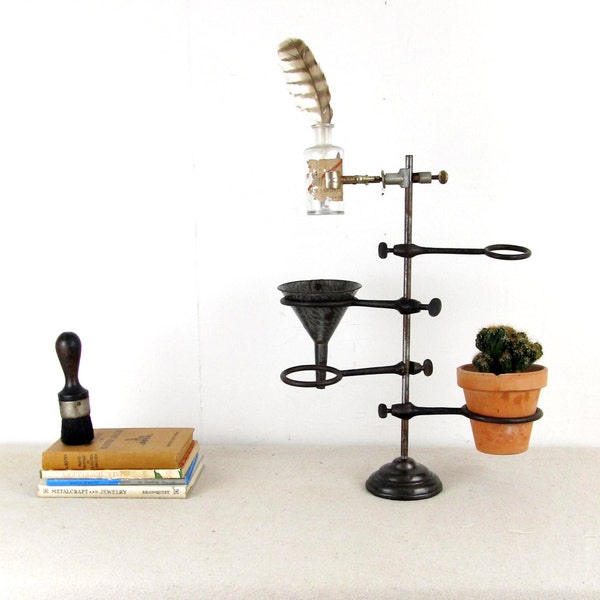 vintage lab stand,chemistry stand,laboratory stand,airplant stand,succulent planter,cactus planter,jewelry stand,antique circa 1920