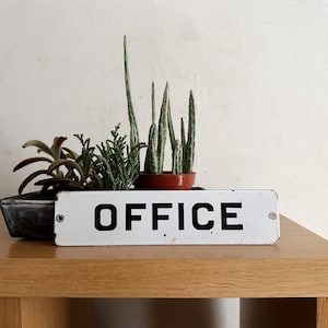 vintage metal sign OFFICE antique industrial porcelain enamel sign farmhouse decor