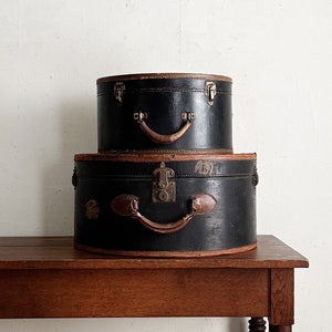 vintage suitcase top handle travel case hat box antique steamer trunk