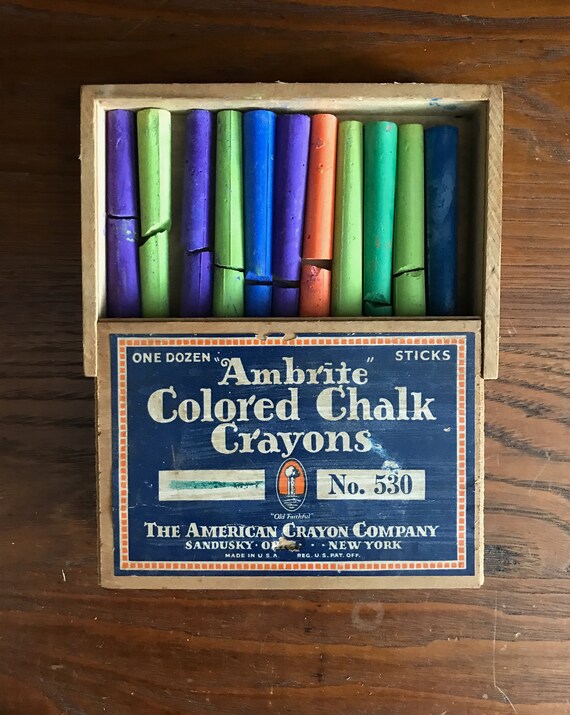 Chalk for Chalkboard Vintage Colored Pastels Art Supplies Wood Box 