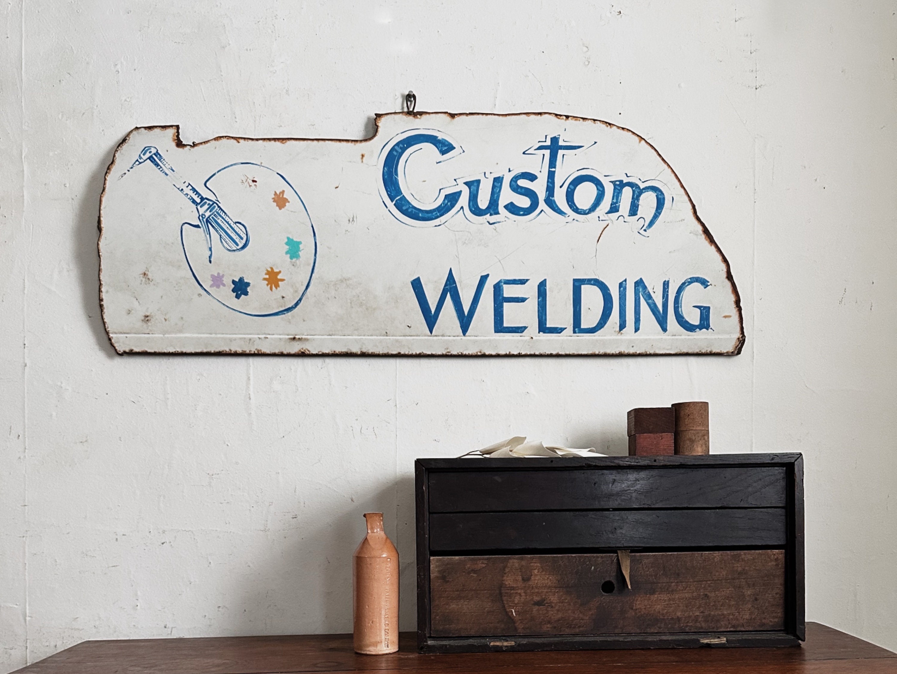 vintage metal sign vintage advertising CUSTOM WELDING hand painted sign farmhouse decor industrial wall decor